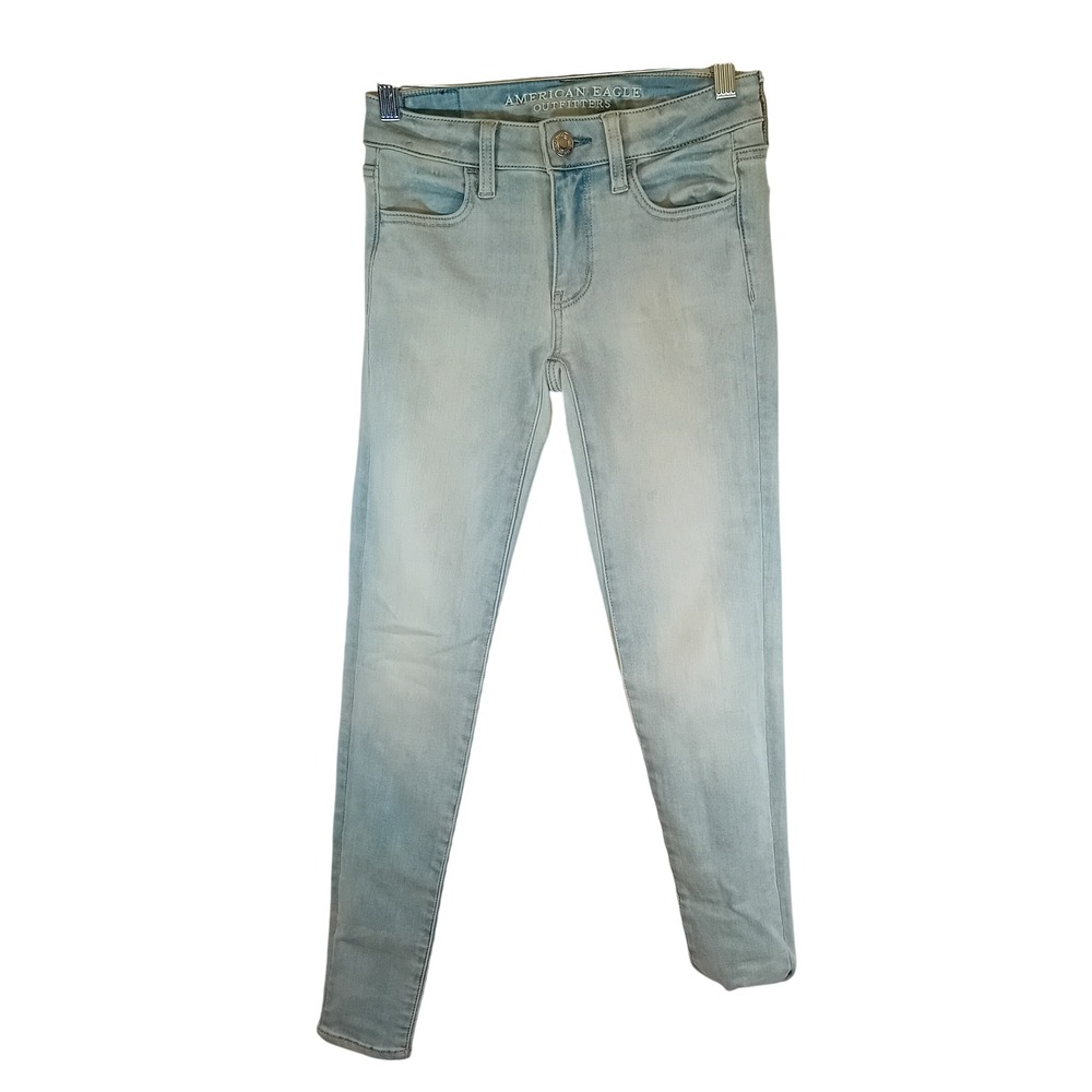 Juniors American Eagle Jegging 360 Super Stretch Skinny Jeans Denim Light Wash 0